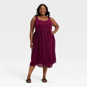 Universal Thread - Women's Sleeveless Button-Up Midi A-Line Dress - U Purple